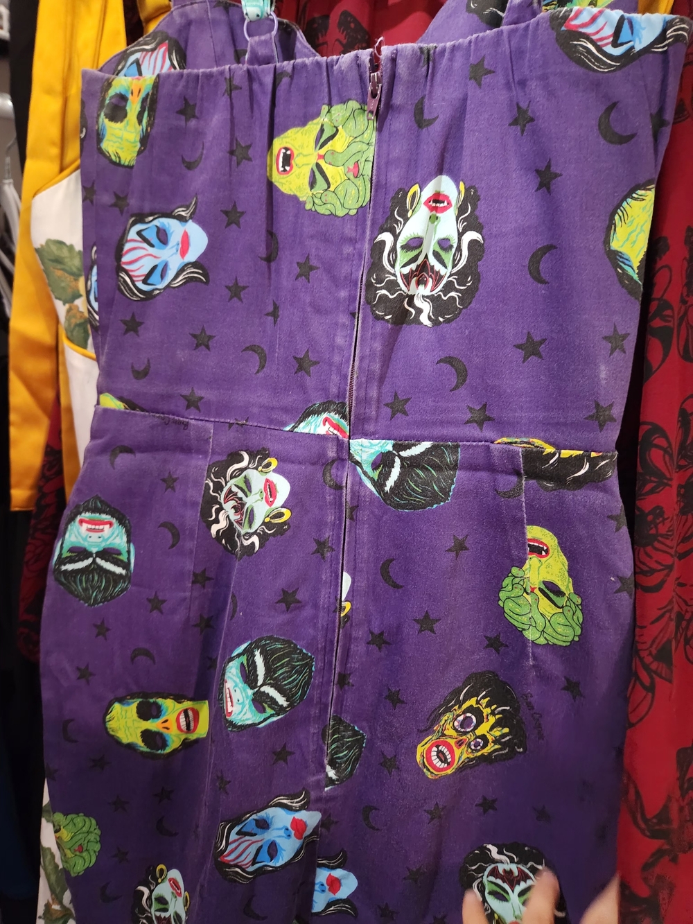 Vixen by Micheline Pitt Purple Mask Print Fit-and-Flare Dress - Picture 4 of 4